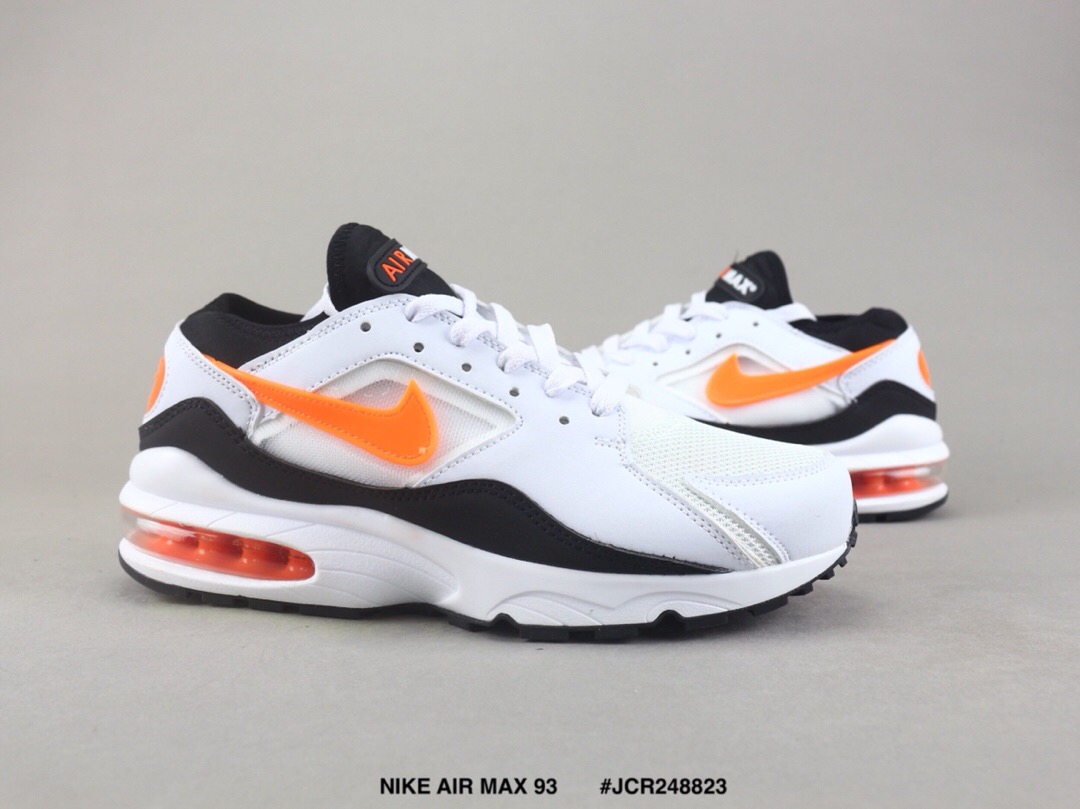 Men Nike Air Max 93 White Blue Orange Running Shoes